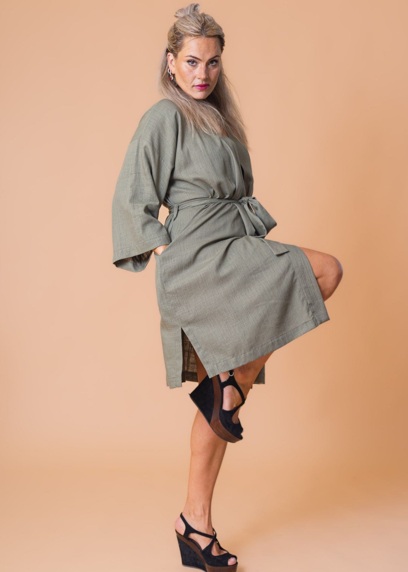 Linane rohekas kimono - Pilt 3